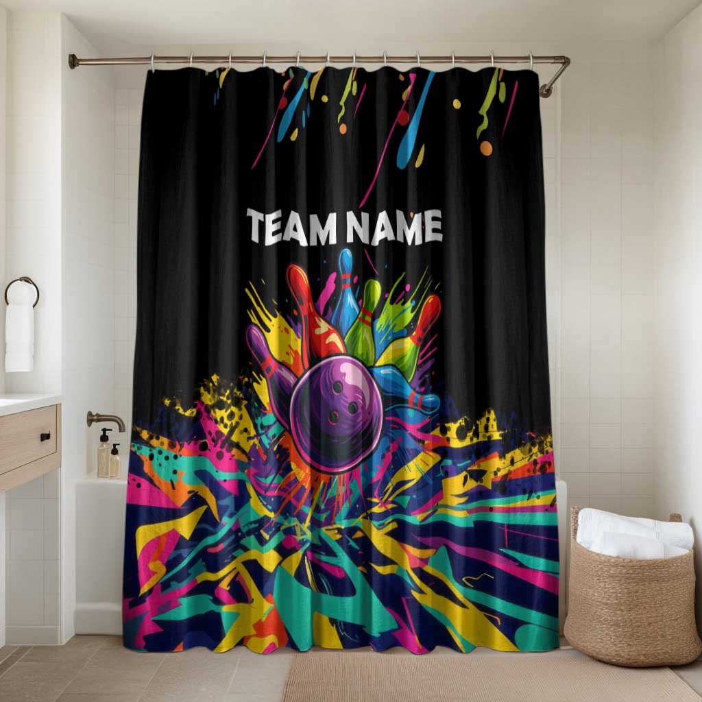 Colorful Bowling Ball and Pins Graphic Bathroom Set Custom with Paint Splash - Wonder Print Shop