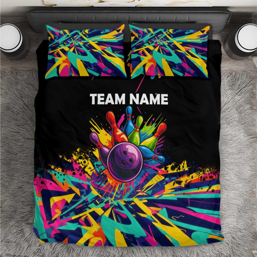 Colorful Bowling Ball and Pins Graphic Bedding Set Custom with Paint Splash - Wonder Print Shop
