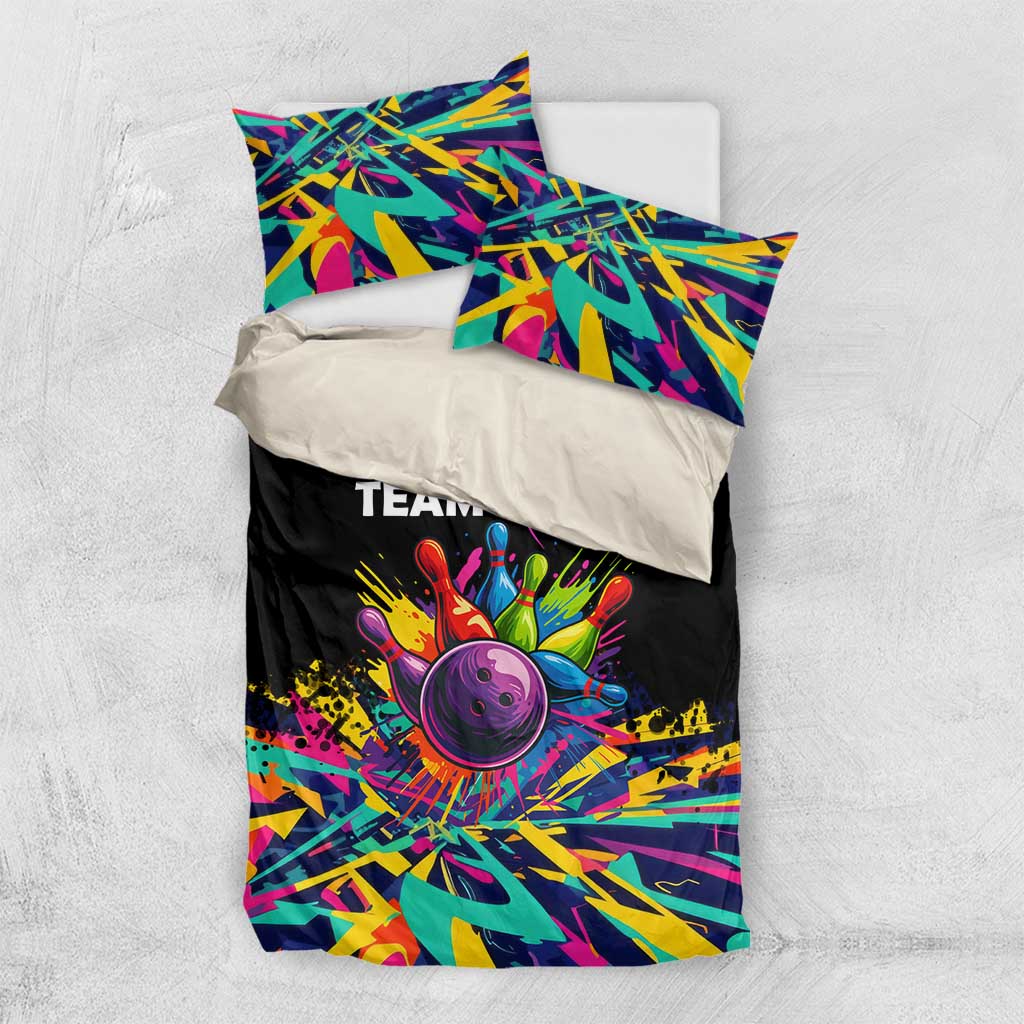 Colorful Bowling Ball and Pins Graphic Bedding Set Custom with Paint Splash - Wonder Print Shop