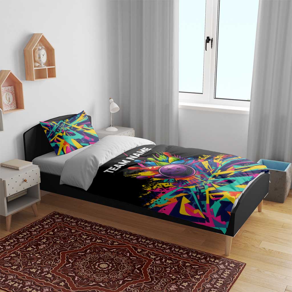 Colorful Bowling Ball and Pins Graphic Bedding Set Custom with Paint Splash - Wonder Print Shop