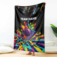 Colorful Bowling Ball and Pins Graphic Blanket Custom with Paint Splash - Wonder Print Shop