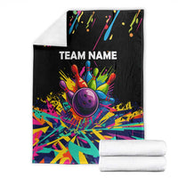 Colorful Bowling Ball and Pins Graphic Blanket Custom with Paint Splash - Wonder Print Shop
