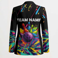 Colorful Bowling Ball and Pins Graphic Blazer Custom with Paint Splash - Wonder Print Shop