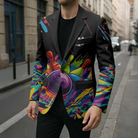 Colorful Bowling Ball and Pins Graphic Blazer Custom with Paint Splash - Wonder Print Shop