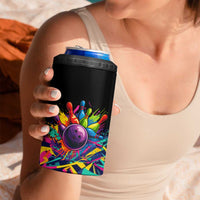 Colorful Bowling Ball and Pins Graphic 4 in 1 Can Cooler Tumbler Custom with Paint Splash - Wonder Print Shop