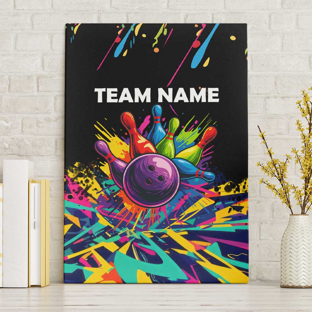 Colorful Bowling Ball and Pins Graphic Canvas Wall Art Custom with Paint Splash - Wonder Print Shop
