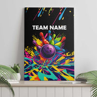 Colorful Bowling Ball and Pins Graphic Canvas Wall Art Custom with Paint Splash - Wonder Print Shop