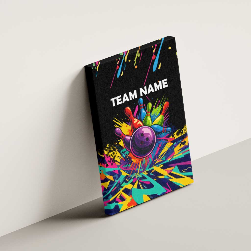 Colorful Bowling Ball and Pins Graphic Canvas Wall Art Custom with Paint Splash - Wonder Print Shop