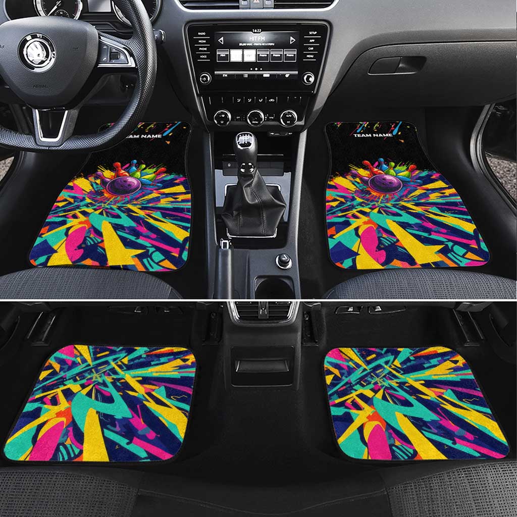 Colorful Bowling Ball and Pins Graphic Car Mats Custom with Paint Splash - Wonder Print Shop
