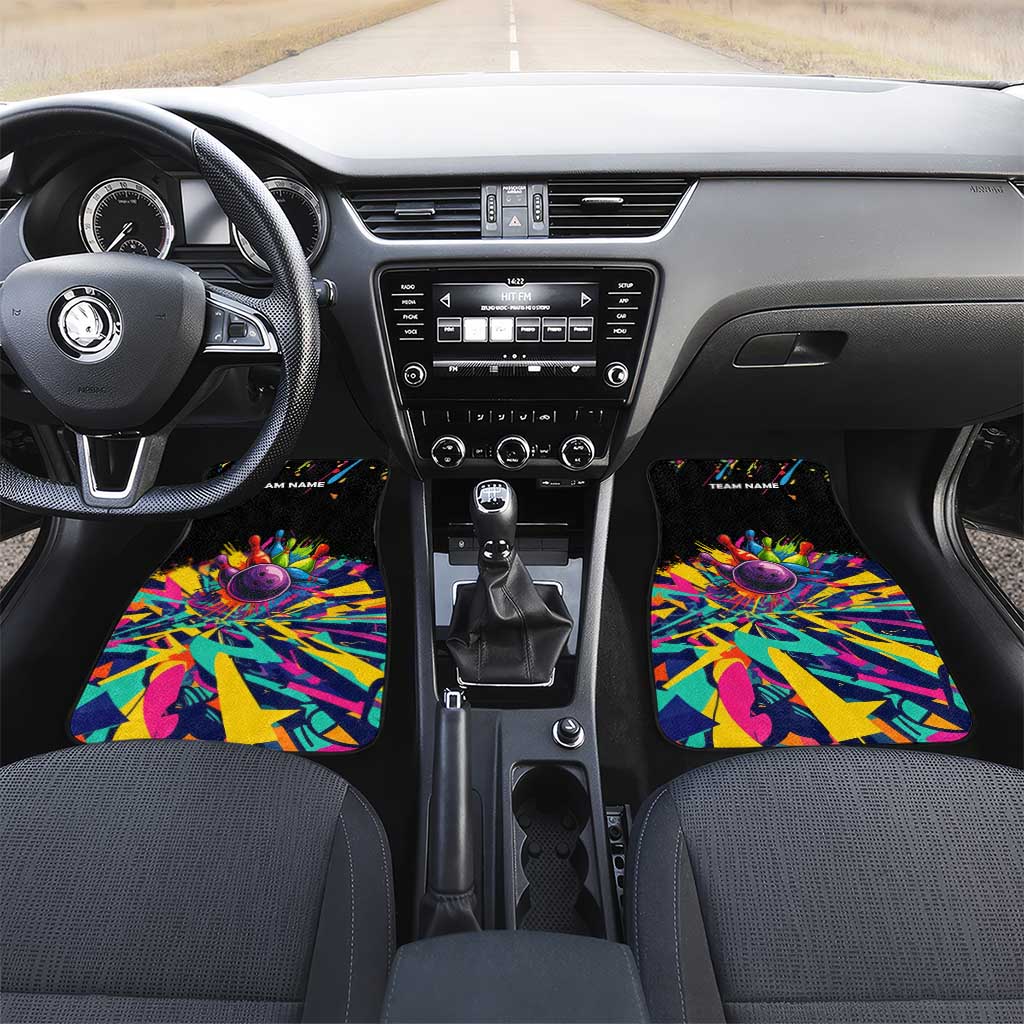 Colorful Bowling Ball and Pins Graphic Car Mats Custom with Paint Splash - Wonder Print Shop