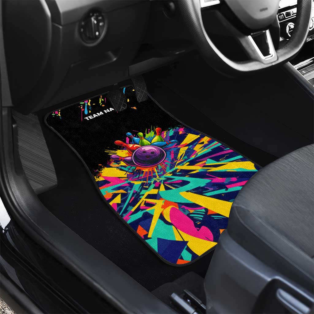 Colorful Bowling Ball and Pins Graphic Car Mats Custom with Paint Splash - Wonder Print Shop