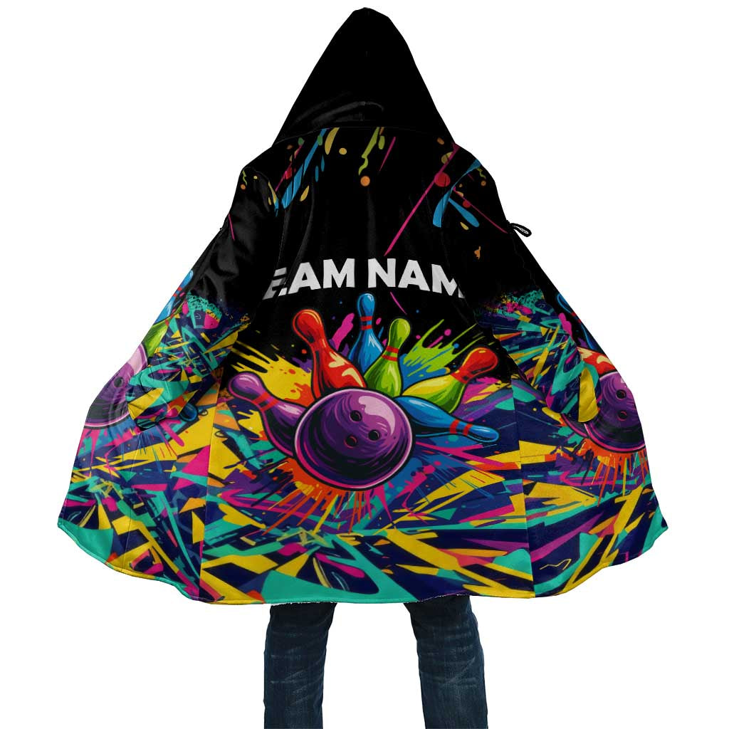 Colorful Bowling Ball and Pins Graphic Cloak Custom with Paint Splash - Wonder Print Shop