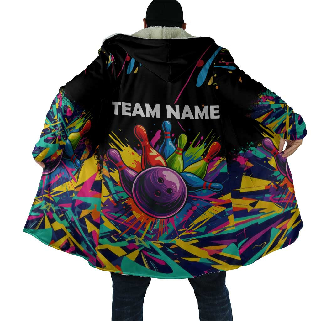 Colorful Bowling Ball and Pins Graphic Cloak Custom with Paint Splash - Wonder Print Shop