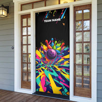 Colorful Bowling Ball and Pins Graphic Door Cover Custom with Paint Splash - Wonder Print Shop