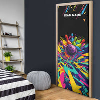 Colorful Bowling Ball and Pins Graphic Door Cover Custom with Paint Splash - Wonder Print Shop
