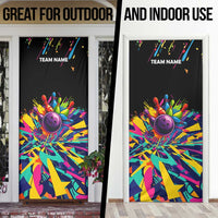 Colorful Bowling Ball and Pins Graphic Door Cover Custom with Paint Splash - Wonder Print Shop