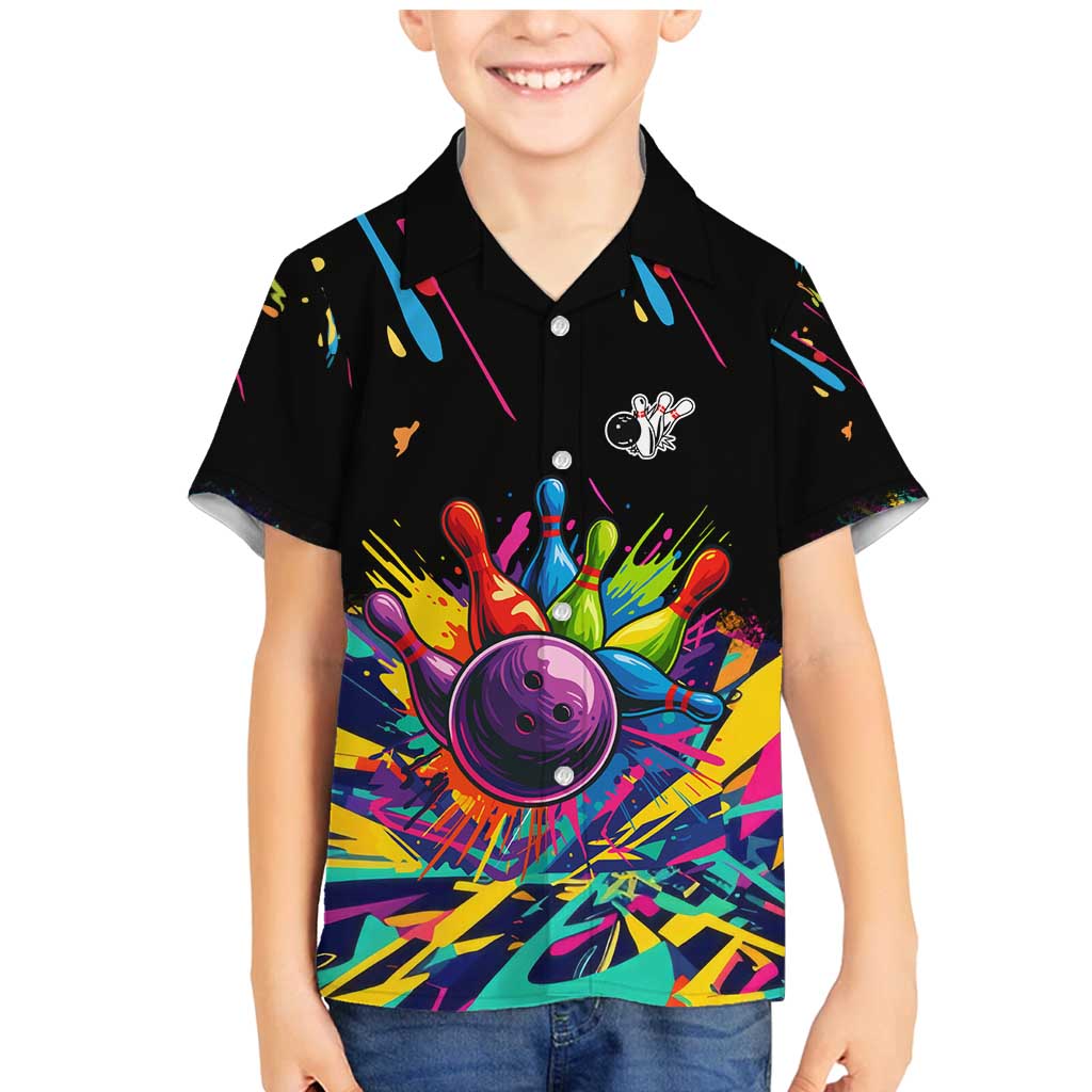 Colorful Bowling Ball and Pins Graphic Family Matching Mermaid Dress and Hawaiian Shirt Custom with Paint Splash - Wonder Print Shop