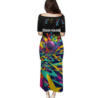 Colorful Bowling Ball and Pins Graphic Family Matching Puletasi and Hawaiian Shirt Custom with Paint Splash - Wonder Print Shop