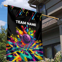 Colorful Bowling Ball and Pins Graphic Garden Flag Custom with Paint Splash - Wonder Print Shop