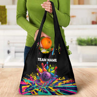 Colorful Bowling Ball and Pins Graphic Grocery Bag Custom with Paint Splash - Wonder Print Shop