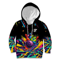 Colorful Bowling Ball and Pins Graphic Kid Hoodie Custom with Paint Splash - Wonder Print Shop