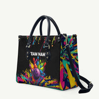 Colorful Bowling Ball and Pins Graphic Leather Bag Custom with Paint Splash - Wonder Print Shop