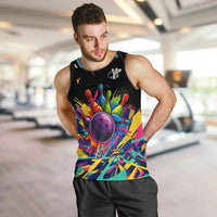 Colorful Bowling Ball and Pins Graphic Men Tank Top Custom with Paint Splash - Wonder Print Shop