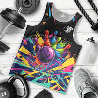 Colorful Bowling Ball and Pins Graphic Men Tank Top Custom with Paint Splash - Wonder Print Shop