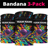 Colorful Bowling Ball and Pins Graphic Neck Gaiter with Paint Splash TS04