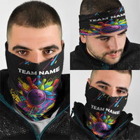 Colorful Bowling Ball and Pins Graphic Neck Gaiter with Paint Splash TS04