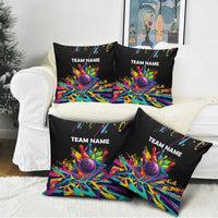 Colorful Bowling Ball and Pins Graphic Pillow Cover Custom with Paint Splash - Wonder Print Shop