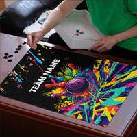 Colorful Bowling Ball and Pins Graphic Puzzle Custom with Paint Splash - Wonder Print Shop
