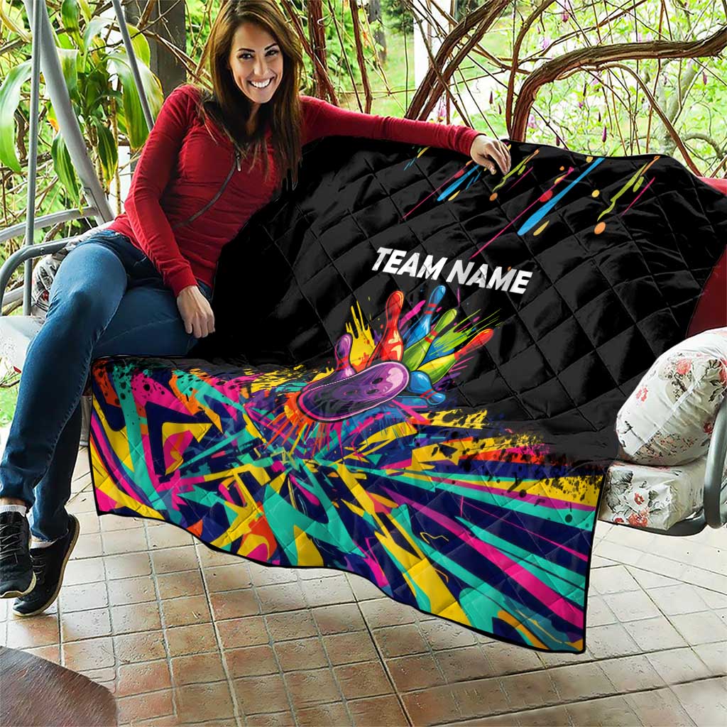 Colorful Bowling Ball and Pins Graphic Quilt Custom with Paint Splash - Wonder Print Shop
