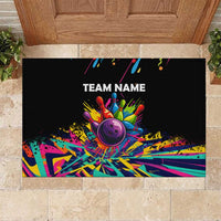 Colorful Bowling Ball and Pins Graphic Rubber Doormat Custom with Paint Splash - Wonder Print Shop