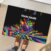 Colorful Bowling Ball and Pins Graphic Rubber Doormat Custom with Paint Splash - Wonder Print Shop