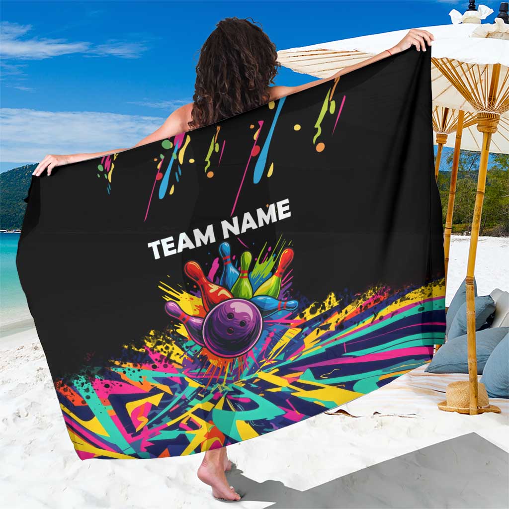 Colorful Bowling Ball and Pins Graphic Sarong Custom with Paint Splash - Wonder Print Shop