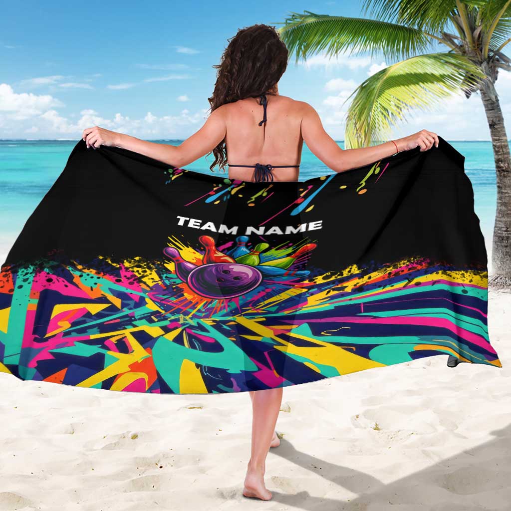 Colorful Bowling Ball and Pins Graphic Sarong Custom with Paint Splash - Wonder Print Shop
