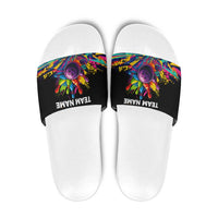 Colorful Bowling Ball and Pins Graphic Slide Sandals Custom with Paint Splash - Wonder Print Shop
