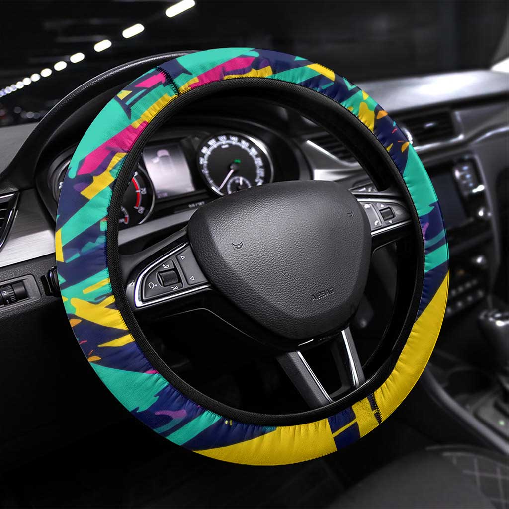 Colorful Bowling Ball and Pins Graphic Steering Wheel Cover with Paint Splash - Wonder Print Shop
