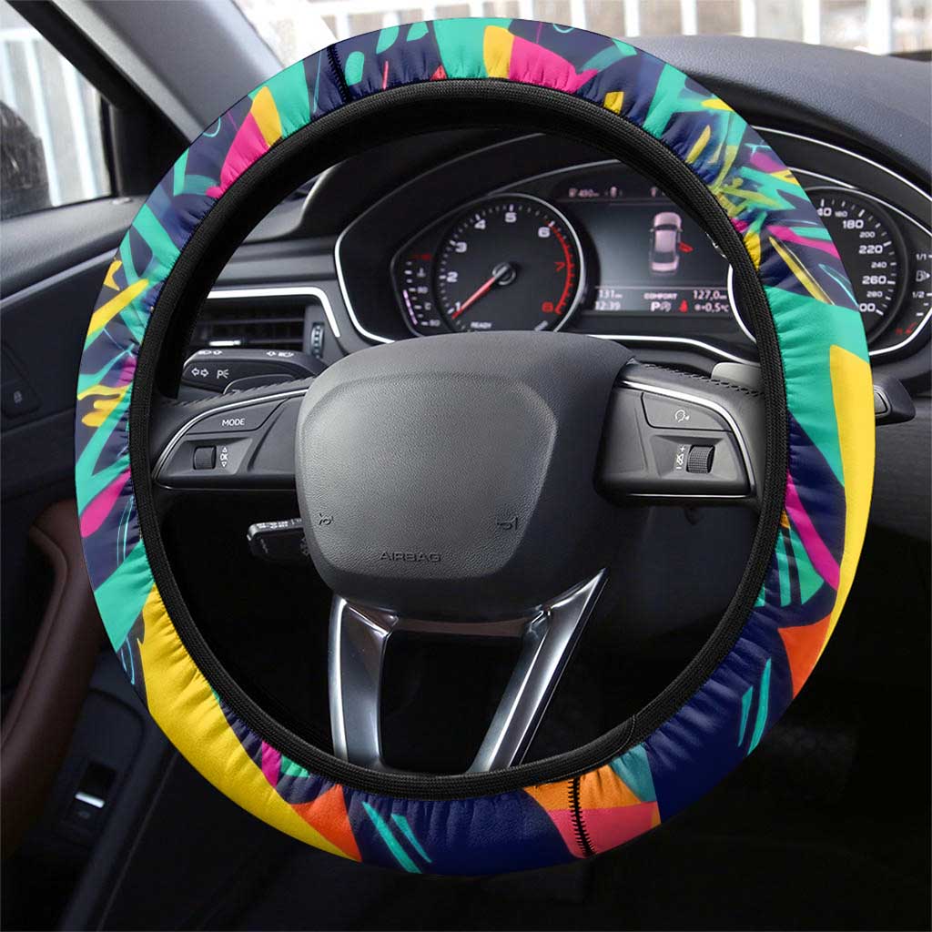 Colorful Bowling Ball and Pins Graphic Steering Wheel Cover with Paint Splash - Wonder Print Shop
