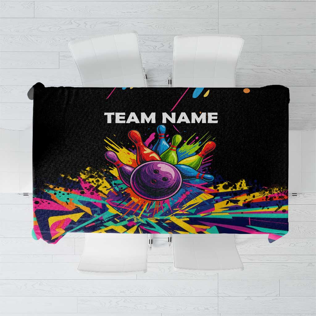 Colorful Bowling Ball and Pins Graphic Tablecloth Custom with Paint Splash - Wonder Print Shop
