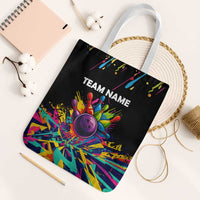Colorful Bowling Ball and Pins Graphic Tote Bag Custom with Paint Splash - Wonder Print Shop