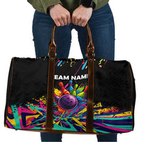 Colorful Bowling Ball and Pins Graphic Travel Bag Custom with Paint Splash - Wonder Print Shop