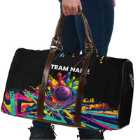 Colorful Bowling Ball and Pins Graphic Travel Bag Custom with Paint Splash - Wonder Print Shop