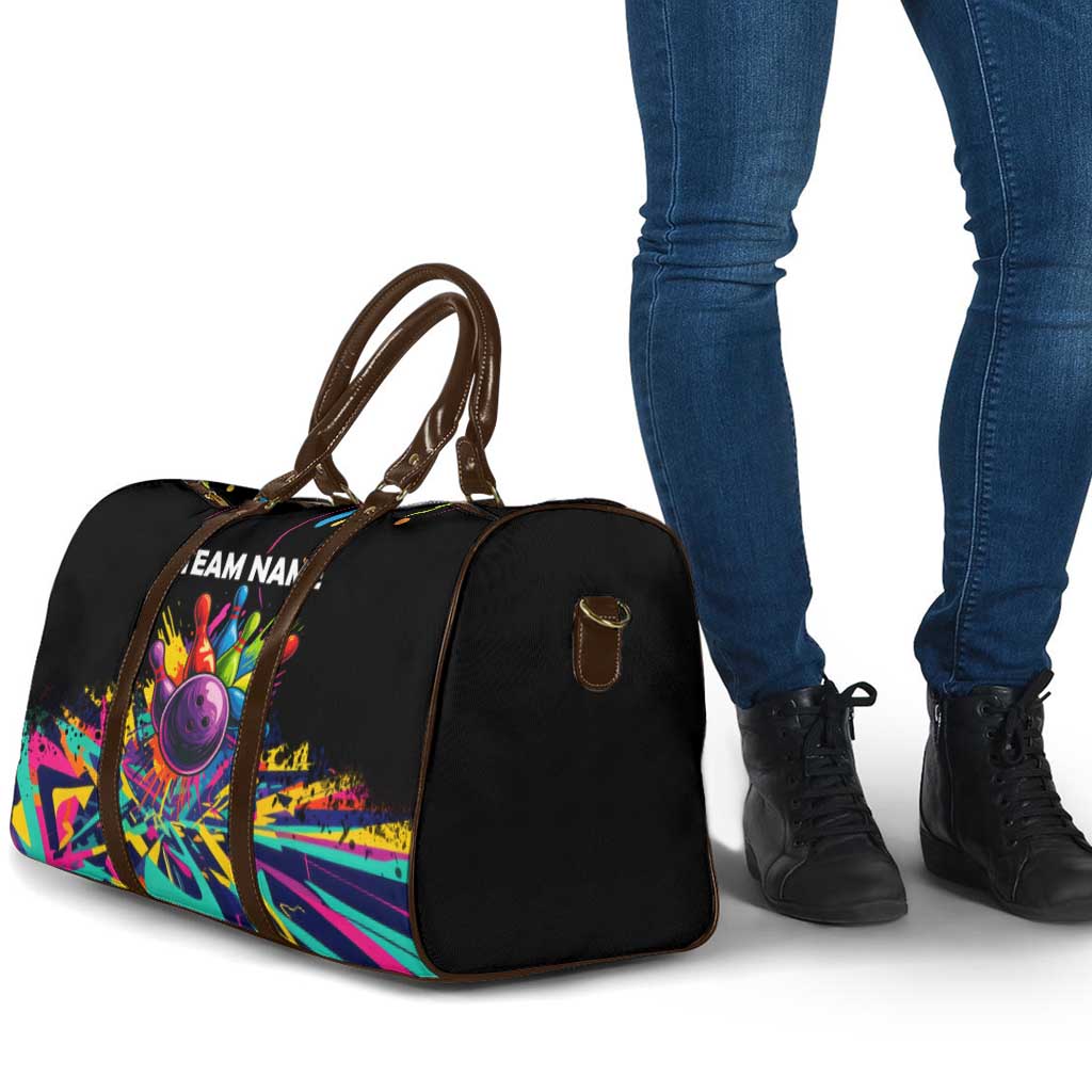 Colorful Bowling Ball and Pins Graphic Travel Bag Custom with Paint Splash - Wonder Print Shop