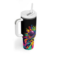 Colorful Bowling Ball and Pins Graphic Tumbler With Handle Custom with Paint Splash - Wonder Print Shop