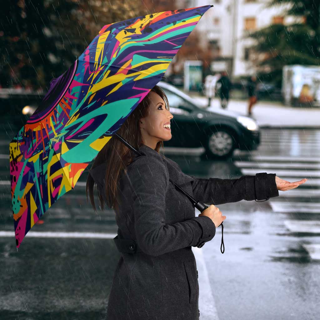 Colorful Bowling Ball and Pins Graphic Umbrella Custom with Paint Splash - Wonder Print Shop