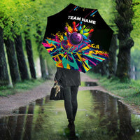 Colorful Bowling Ball and Pins Graphic Umbrella Custom with Paint Splash - Wonder Print Shop