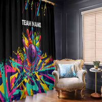 Colorful Bowling Ball and Pins Graphic Window Curtain Custom with Paint Splash - Wonder Print Shop