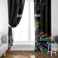 Colorful Bowling Ball and Pins Graphic Window Curtain Custom with Paint Splash - Wonder Print Shop